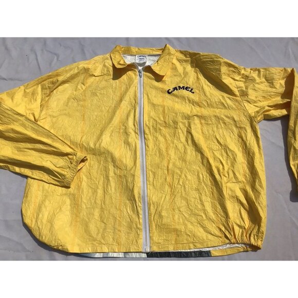 Vtg 90s Joe Camel Cigarettes Zip Advertising Jacket Yellow Promo Cigarettes L XL - Picture 5 of 16